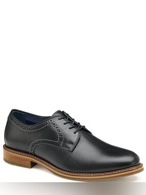 New! Johnston & Murphy Black Leather Lace-Up Oxford